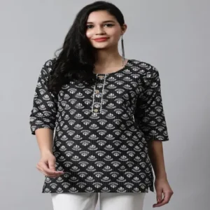 Women’s Printed Regular Cotton Short Kurti