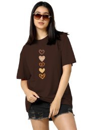 Women’s Casual Printed Round Neck, Oversized Longline Drop Shoulder T-Shirt