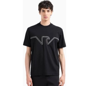 Black Brand Logo Printed Pure Cotton T-shirt