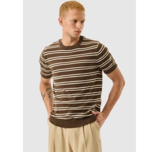 Men’s Brown Stripes Slim Fit T-Shirt Slim Fit