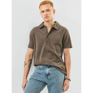 Men’s Slim Fit Flat Knit Brown T-Shirt Slim Fit