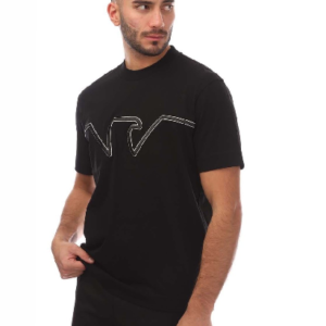 Black Brand Logo Printed Pure Cotton T-shirt