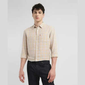 Men’s Checkered Slim Fit Linen Shirt