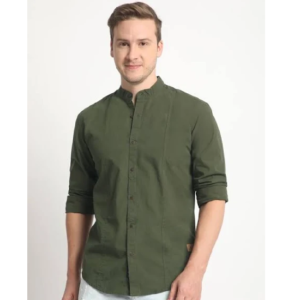 The Lifestyle Co. Slim-Fit Band Collar Casual Pure Cotton Shirt