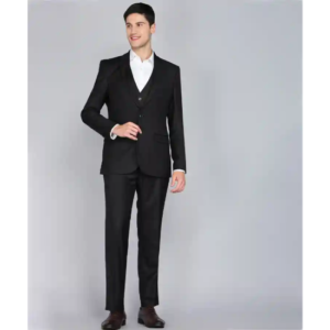 Men Grey Checks Polyester Blend Suit