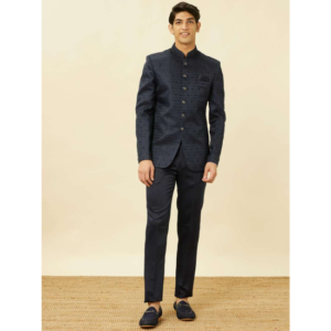 Men’s Sapphire Blue Ogee Patterned Suit