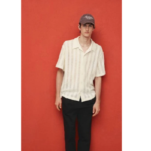 Men’s striped Regular Fit Short-Sleeved linen-blend Shirt