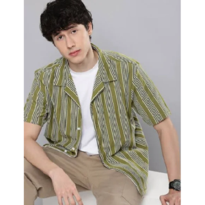 Men’s Striped Regular Fit Camp Shirt