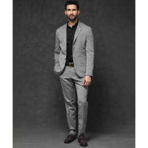 Men’s Notch Lapel Button Closure Single Breasted Textured