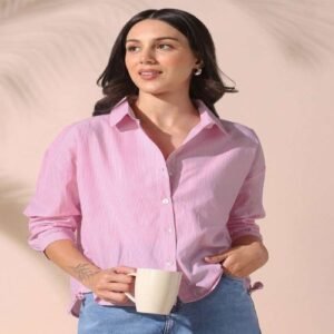 Striped Spread Collar Full Sleeves Relaxed Fit Tie-Up Shirt