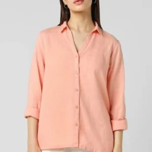 Women Regular Fit Self Design Spread Collar Casual Shirt