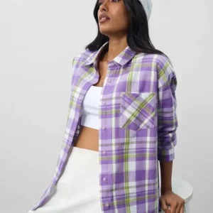 Oversized Shirt Checked Pure Cotton Shirt