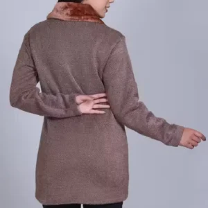 Women’s Woolen Winter Sweater with Fur Collar Full Sleeve Winter Coat for Women