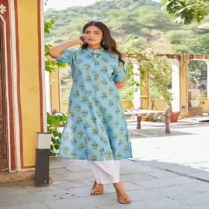 Women’s Cotton Blue Kurti